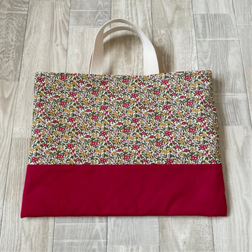 レッスンバッグ リバティA ①レッド ラセンビィコットン Forget Me Not