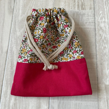 巾着袋 リバティA ①レッド ラセンビィコットン コップ入れ Forget Me Not