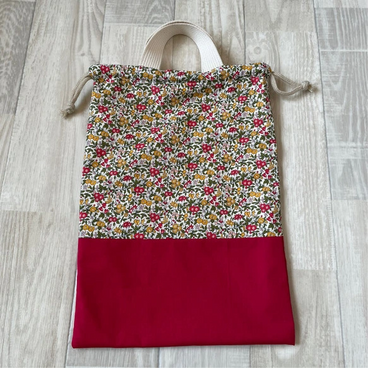 お着替袋 リバティA ①レッド ラセンビィコットン 体操着袋 Forget Me Not