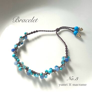[※1点限り] yumri ⌘ macrame マクラメレースブレスレット No.3 (天然石）