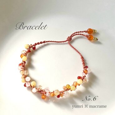[※1点限り] yumri ⌘ macrame マクラメレースブレスレット No.6 (天然石）