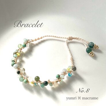 [※1点限り] yumri ⌘ macrame マクラメレースブレスレット No.8 (天然石）
