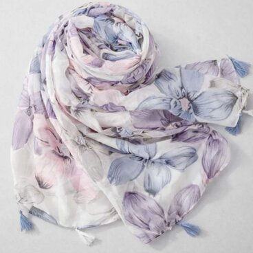 ストール 大判 スカーフ タッセル付き 花柄 春 コットン 綿 レディス 大人 カジュアル ショール マフラー ギフト 通勤通学