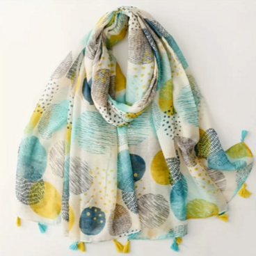 ストール 大判 スカーフ タッセル付き 花柄 春 コットン 綿 レディス 大人 カジュアル ショール マフラー ギフト 通勤通学