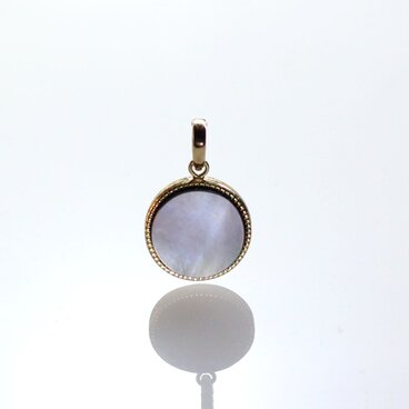 K18YG 黒蝶貝・リバーシブルペンダントトップ 10㎜