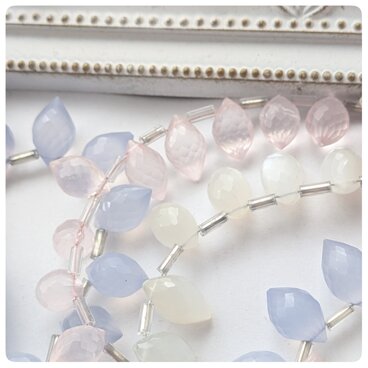 こっちも可愛いよセットA∴天然石ビーズ∵ 高品質マーキスライスブリオレットカット3種類各2粒