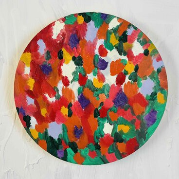 油彩 絵画 『Wild Flowers 2025』｜丸形アートパネル 直径30cmインテリア 絵画 原画