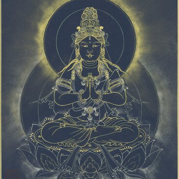 十二支守本尊『普賢菩薩座像』（辰巳守本尊）額縁付