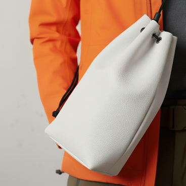 ゴアテックス仕様ホワイトレザー巾着バッグ｜DRITTON G8使用｜防水・透湿のコピー