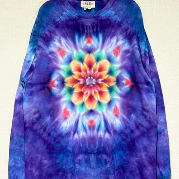 タイダイ 長袖 Tシャツ Lサイズ 曼荼羅模様 パープルブルー HD25-27