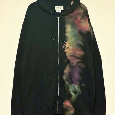 タイダイ ジップアップ フーディ カラフル×ブラック XXLサイズ HD25-29