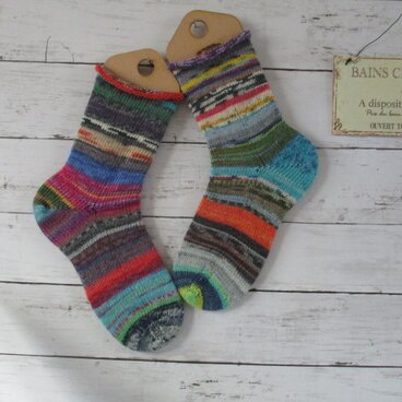　手編みソックス　冷え対策　Opal カラフル 機械編み②