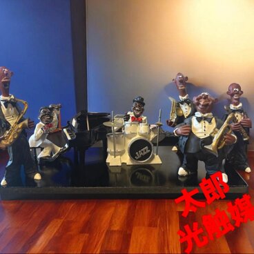 黒人ジャズバンド　フィギア　台座付き7点セット@@@