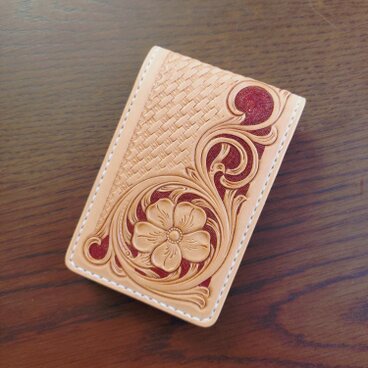 パスケース　カードケース　レザーカービング