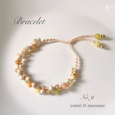 [※1点限り] yumri ⌘ macrame マクラメレースブレスレット No.9 (天然石）