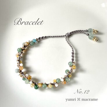 [※1点限り] yumri ⌘ macrame マクラメレースブレスレット No.12 (天然石）
