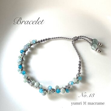 [※1点限り] yumri ⌘ macrame マクラメレースブレスレット No.13 (天然石）