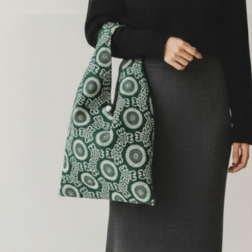 あずま袋【送料込み】帯リメイク　グリーン