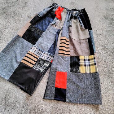 新春セール！ウールパッチワークガウチョパンツ