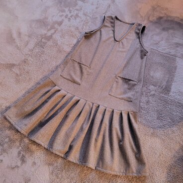 新春セール！ブラウンベージュヘリンボーンウールプリーツジャンスカ