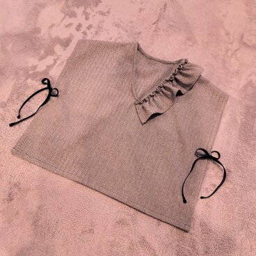 新春セール！ブラウンベージュヘリンボーンウールサイドリボンベスト