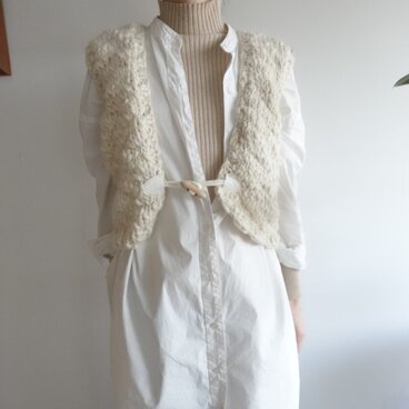 手編みウールニットベスト