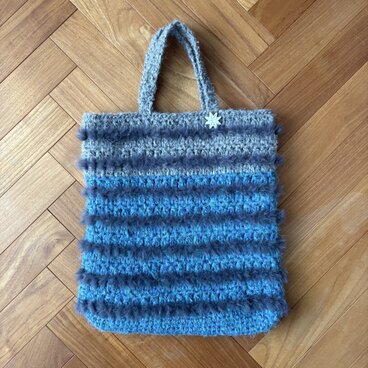 ブルーとグレーのボーダートートバッグ❤︎