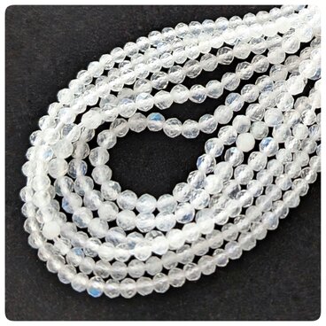 ∴天然石ビーズ∵レインボームーンストーン ラウンドカット2サイズセット