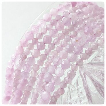 ∴天然石ビーズ∵高品質クンツァイト　ラウンドカットセット