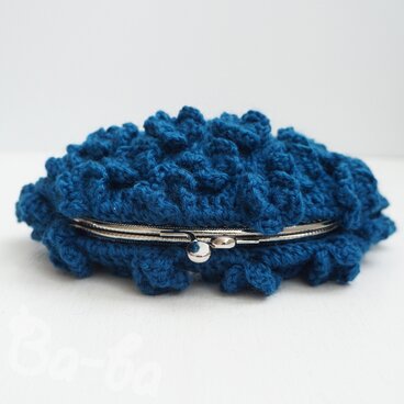 ばあば ❁ ひらひらお花のさらに大きめがま口（sininen kukka・C1780）