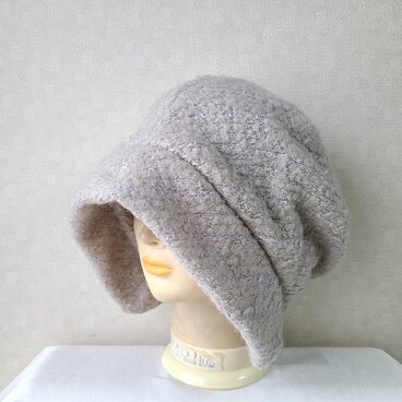 魅せる帽子☆ふわモコ暖か♪ウール混ラメニッのクロッシュ～ライトグレーのコピーのコピー
