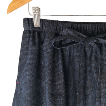 ギャザー紬（紺地舞花文）　　　ポケット〇