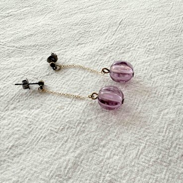 フランスヴィンテージビーズパープルピアス