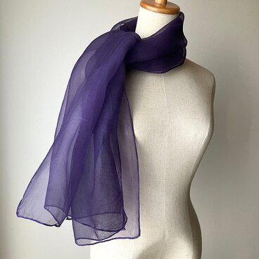 草木染めシルクオーガンジーストール＊ログウッドパープル