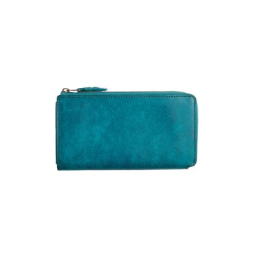 [送料無料] 速い小さい薄い長財布「1秒財布®︎」レジでモタつかず後ろを気にしない！カードが立つ、お札が噛まない新構造ターコイズ