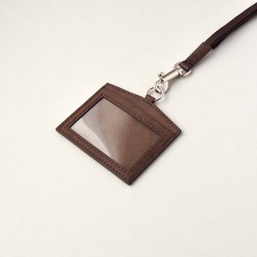 社員証ケース/IDカードホルダー&ストラップ/イタリアンレザー/【受注製作】