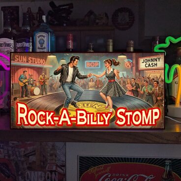 【Lサイズ】ロカビリー ロックンロール ライブハウス ダンス カフェ バー ゴーゴー喫茶 照明 看板 置物 雑貨 ライトBOX