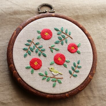 刺繍キット（4）椿（説明書・動画付き）ツバキと小鳥