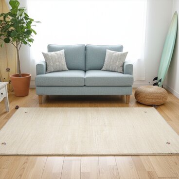 ペルシャ　ギャッベ　ソファー前　ハーフラグ　155x103㎝　ベージュ　シンプル　RJ13621