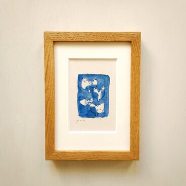 「芽吹き」原画 イラスト ※木製額縁入り（2Lサイズ）水彩 ドローイング インテリアアート