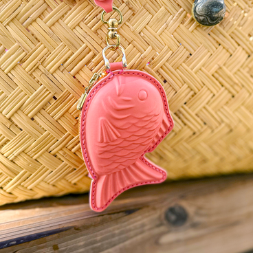 本革たい焼き小物入れ【真朱／まそお】【逸品】【ティーポ】◎ストラップ付き