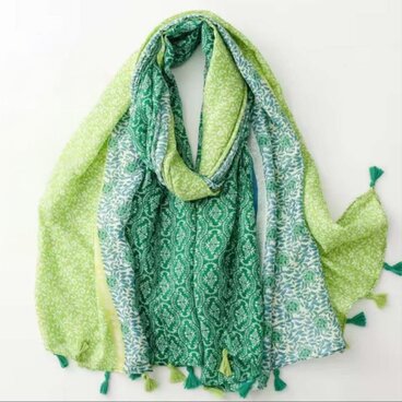 コットン ストール 大判 スカーフ タッセル付き 花柄 春 綿麻 レディス 大人カジュアル ショール マフラー ギフト 通勤通学