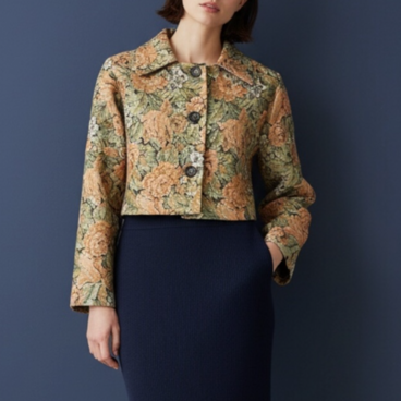 クラシック　ジャケット【送料込み】着物リメイク　1枚仕立て　オレンジ