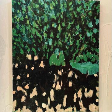 油彩画　原画「公園の木」アート　絵画　32×41㎝　F6　キャンバス