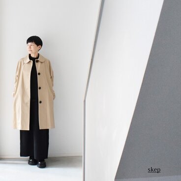 丸襟のゆったりライトコート（コットン100％）：ベージュ［CO59LSBE］