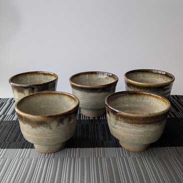 手仕事の温もりを感じる番茶碗5客セット　【民藝　和　陶器】
