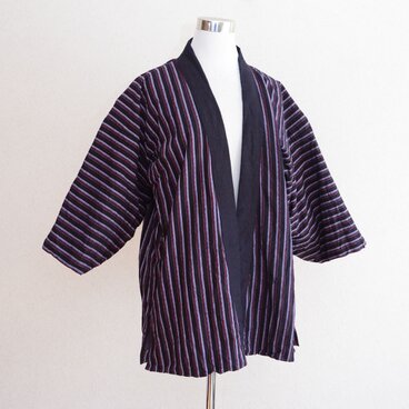 野良着 昭和初期〜中期 木綿 縞模様｜古布・リメイク素材 ジャパンヴィンテージ