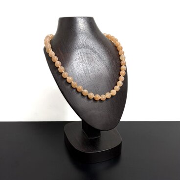 天然石 オレンジムーンストーン ネックレス 8mm珠 マグネットクラスプ