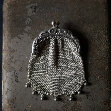 純銀製　宿り木　ヤドリギ　ポルトモネ　コインケース　フランスアンティーク　アンティークのある暮らし