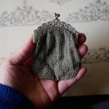 純銀製　三つ葉のクローバー　ポルトモネ　コインケース　フランスアンティーク　アンティークのある暮らし